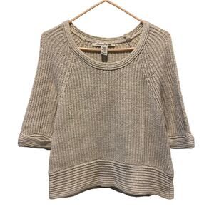 American Rag Cropped Knit Sweater XS Gray Half Sleeve Boxy Preppy Cottage